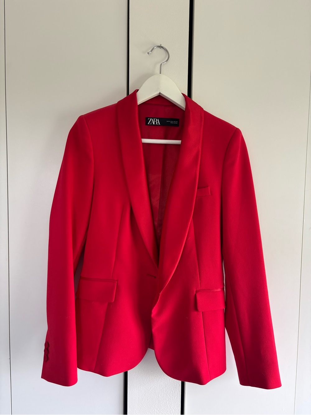 Zara Vibrant Red Shawl-Collar Blazer and pant SET both size medium